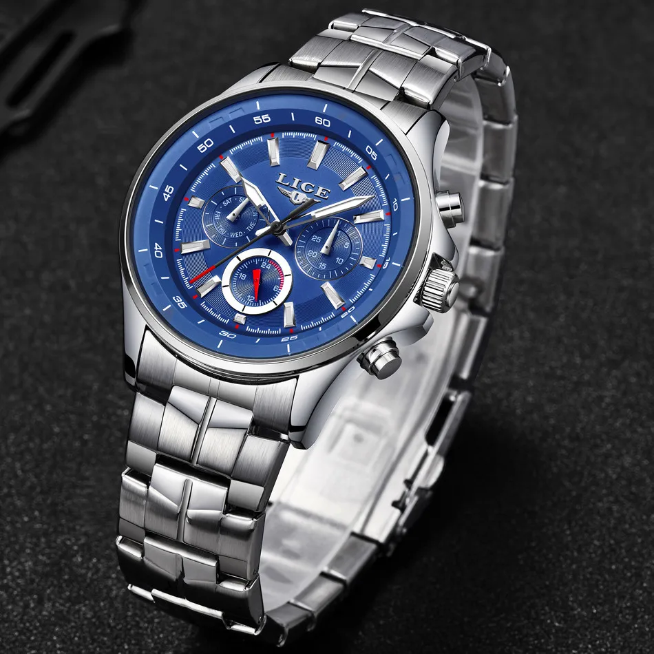 Reloj Hombre LIGE водонепроницаемые мужские часы люксовый бренд Кварцевые Спортивные Повседневные военные часы Мужские Relogio Masculino