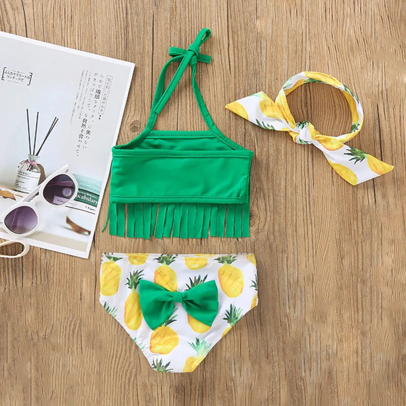 Летний купальный костюм для маленьких девочек пляжная одежда купальники зеленый