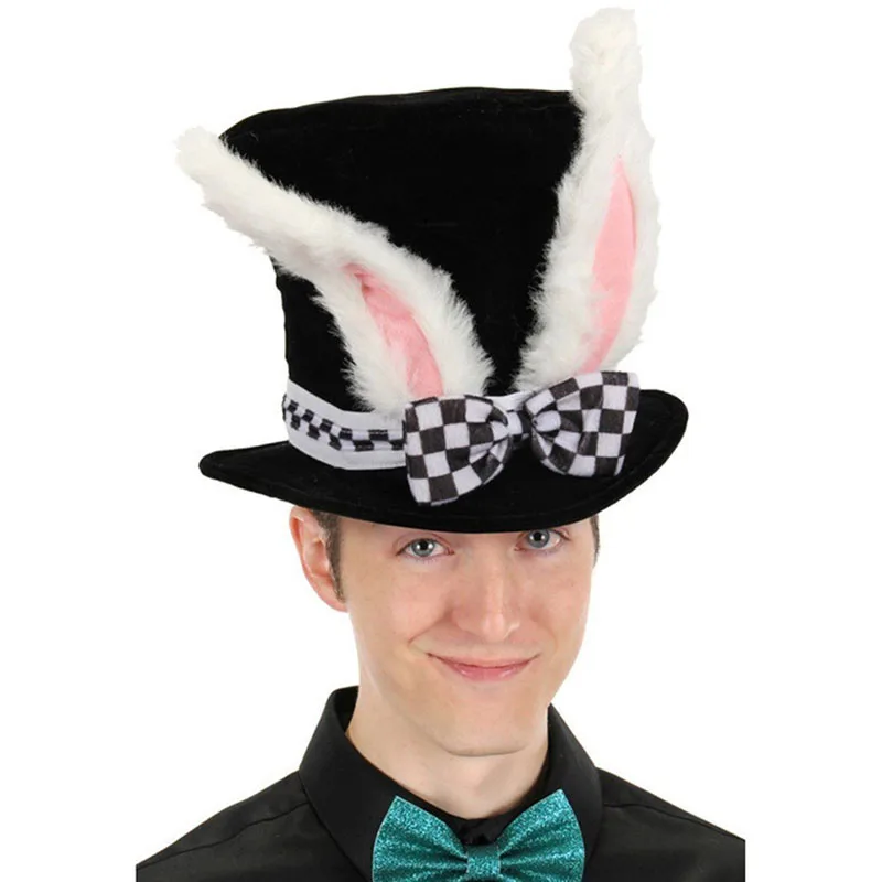 Mens Chequered Top Hat Carnival Fancy Dress Accessory Book Week Day Accessory 