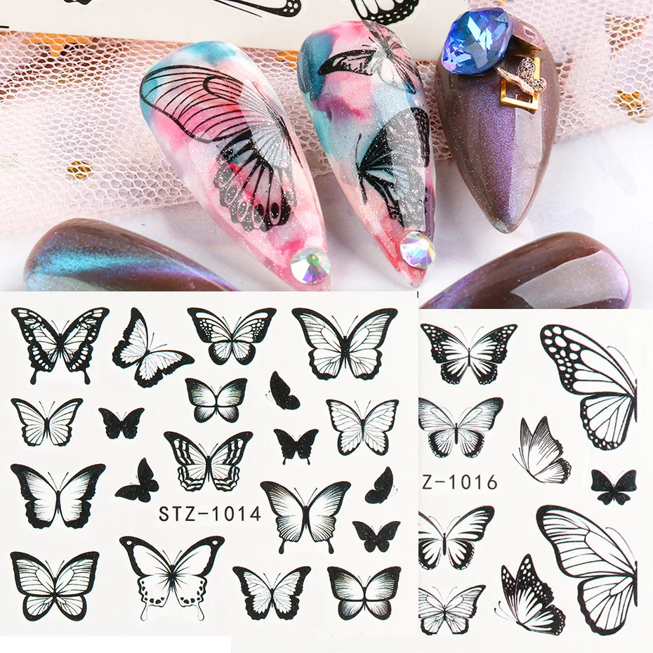 H03bfc986697e4cb5a44bf832b1e95446s Beauty-Health 4pcs/Set Nail Butterfly Stickers