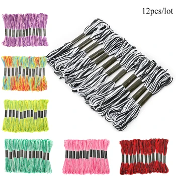 

12pcs/lot Cross Stitch Embroidery Thread Cotton Needlework Home DIY Mix Color Sewing Accessories Handmade Tools Embroidery Floss