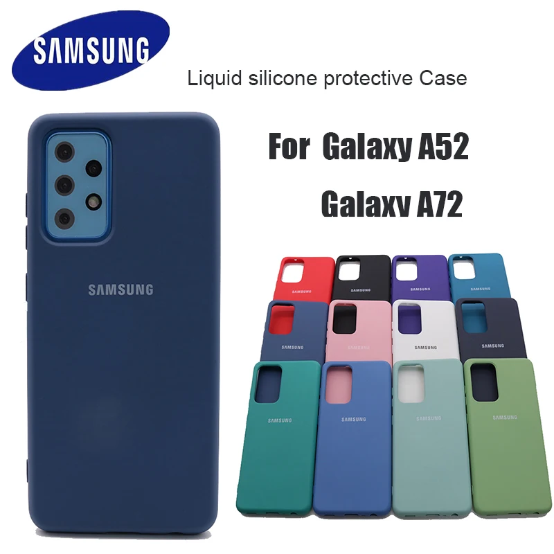 Funda de silicona suave para Samsung Galaxy A52 A72, carcasa protectora de alta calidad con Logo y botones