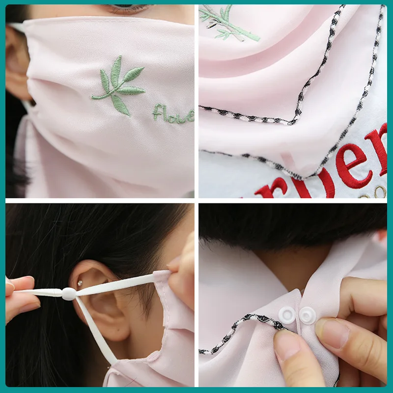 Summer sunblock mask female thin breathable summer uV-proof mouth and neck big face mask sunshade full face veil 4