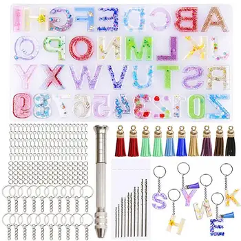 

242PCS DIY Crystal Epoxy Resin Mold Alphabet Letter Number Pendants Casting Silicone Mould Crafts Keychain Making Tool
