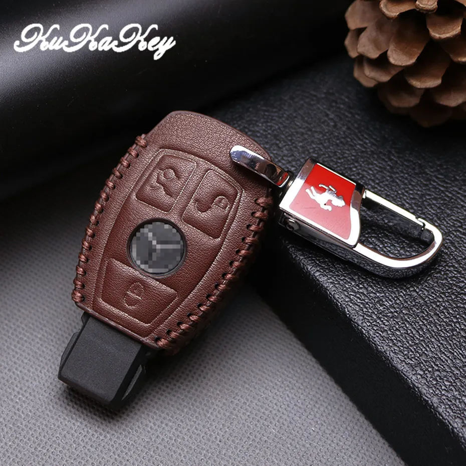 2017 модный коричневый кожаный чехол для автомобильного ключа Mercedes Benz аксессуары
