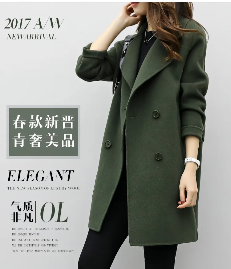 Новинка, хит, осенне-зимняя одежда, высококачественное шерстяное пальто, женское повседневное модное двубортное пальто-кардиган, Элегантная куртка из смешанной ткани
