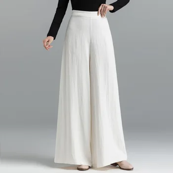Dno w stylu chińskim dla kobiet bawełniane lniane spodnie kobieta Orient wysokiej talii luźne spodnie z szerokimi nogawkami oddychające chińskie spodnie 12040 tanie i dobre opinie Tangslady CN (pochodzenie) COTTON Linen Sukno WOMEN