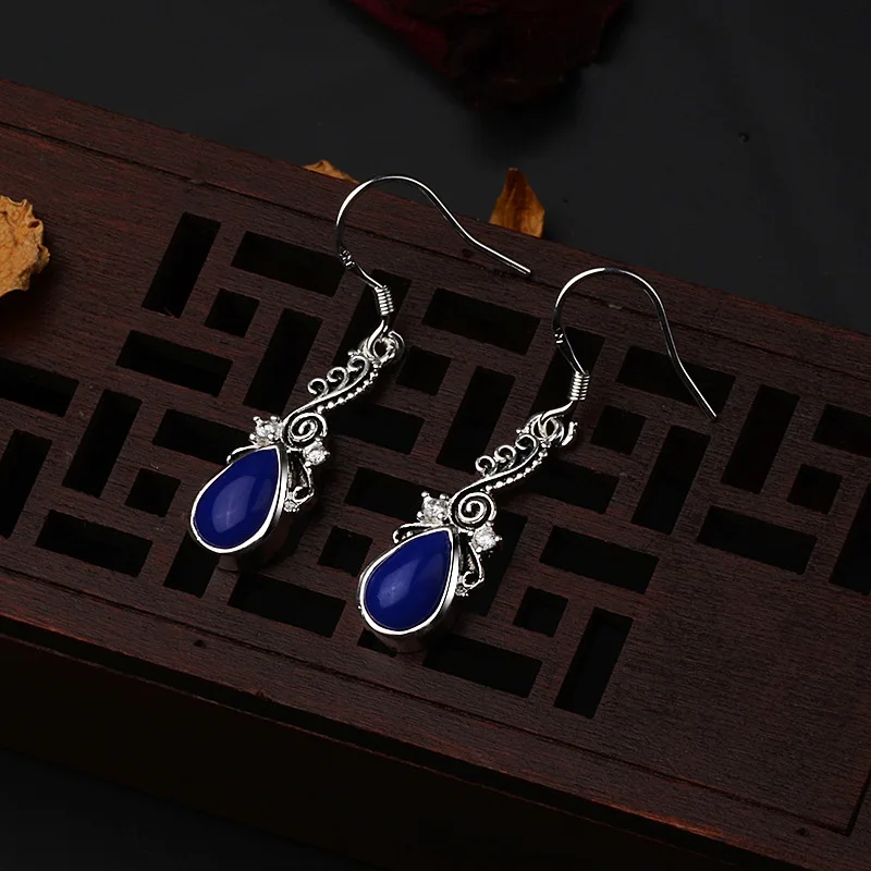Bague Ringen, серебро 925, серьги в форме капли воды с голубым сапфиром, драгоценный камень, ювелирное изделие, Женский юбилей, для свиданий, свадебный подарок