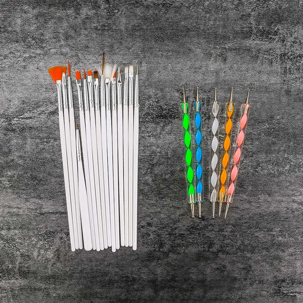 20 шт./компл. DIY для ногтей кисть для ногтей Дизайн ногтей расставить подробным ручка щетки Комплект Набор инструментов для ногтей для укладки волос инструменты для маникюра
