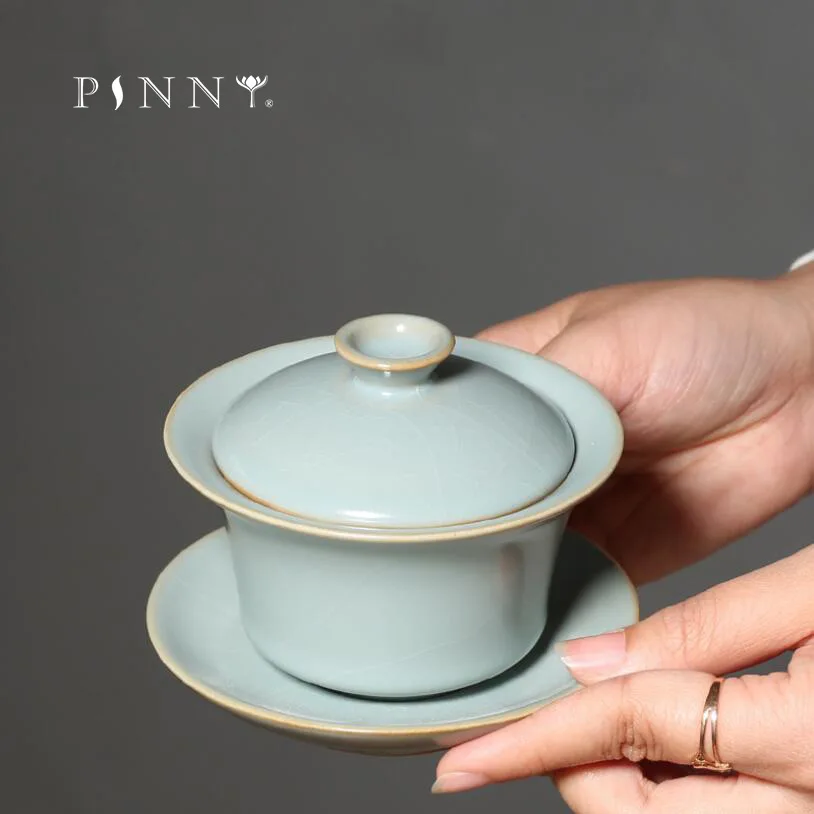 

PINNY 100ML Retro Ruyao Crack Gaiwan Ceramic Pigmented Kung Fu Tea Tureen Traditional Chinese Tea Bowl