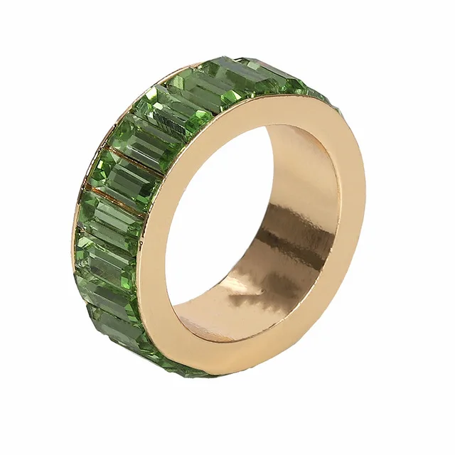 Girlgo модные блестящие ювелирные изделия радуги овальной формы обручальные кольца с фианитами для женщин Красочные кубические циркония CZ кольца вечности - Цвет основного камня: Green