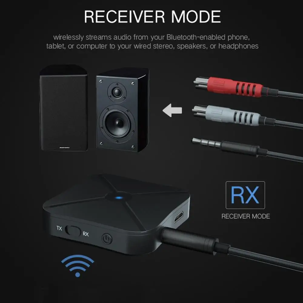 Bluetooth 5,0 4,2 аудио приемник передатчик 2 в 1 RCA 3,5 мм 3,5 AUX Jack USB музыка стерео Беспроводные адаптеры для автомобиля ТВ MP3 ПК