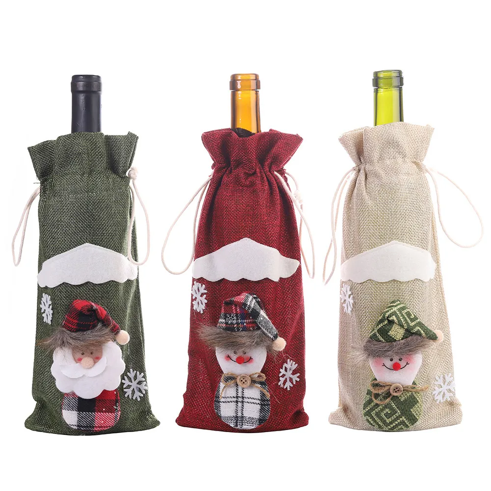 Рождественские украшения для дома ткань Санта-Клаус бутылка одеваются бутылка шампанского мешок подарок год рождественские украшения# Y