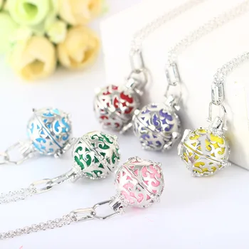 

10pcs Hollow Cage Filigree Ball Box Diffuser Necklace Locket Pendants For DIY Perfume Essential Oil Jewelry Findings