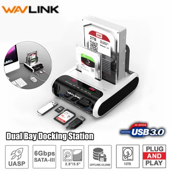

Wavlink SATA HDD 2.5"3.5" External Hard Drive USB 3.0 Docking Station 5Gbps Offline Clone Card Reader for Hard Drive up to 10TB