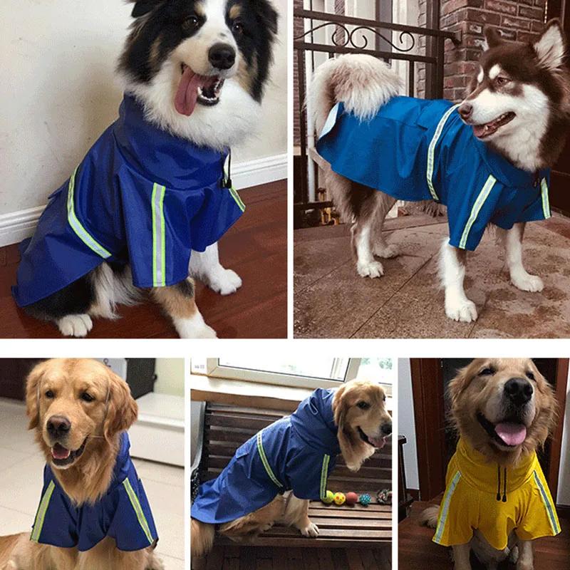 Дождевик для собак Светоотражающие пальто для щенков дождевые пальто с капюшоном Светоотражающая водонепроницаемая одежда для собак Мягкая дышащая одежда для кошек и маленьких собак