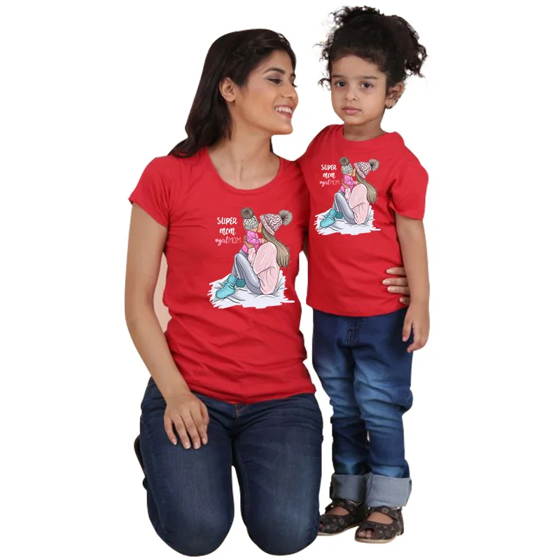 Одинаковая одежда для мамы и дочки; футболка для мамы и дочки; одежда для мамы и дочки; белая и черная женская футболка; одежда для всей семьи - Цвет: Color4