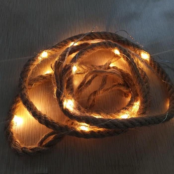 

1M 15 LED Hemp Rope Decorative Fairy String Lights Battery Operated Garden Party Indoor Outdoor Light Lamp Warm White