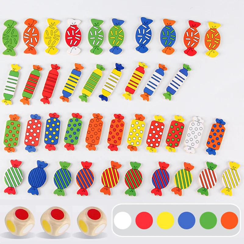 Wooden Board Game Memory Chess Matching Game Find Candy Shape Color Matching Game Memory Training Educational Toys For Children