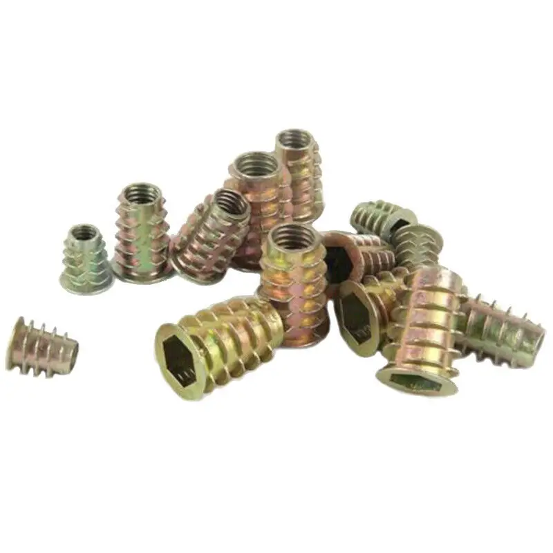 

100pcs/Set M4 M5 M6 M8 M10 Threaded Hex Drive Driver Wood Screw Inserts Nuts Kit Flange Head Prevents Surface Splitting