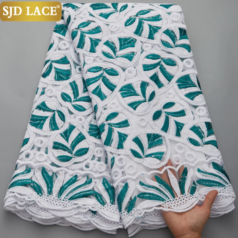

SJD LACE Beatuiful African Mesh Lace Fabric Embroidery Milk Silk Tulle Sewing Sequins French Lace Fabric For Wedding Party A2699
