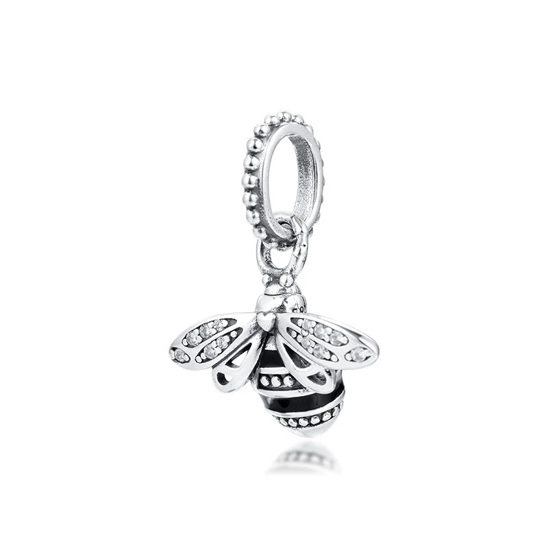 Sparkling Queen Bee Pendant Fits Sterling Love S925 Halloween Jewelry Charms Bracelets For Woman Silver Beads