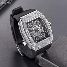 Miss Fox Relojes de pulsera con forma de Tonneau para hombre, resistentes al agua, con espejo Hardlex, de cuarzo, de negocios, luminosos