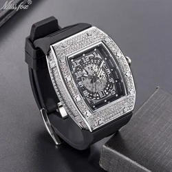 Miss Fox Relojes de pulsera con forma de Tonneau para hombre, resistentes al agua, con espejo Hardlex, de cuarzo, de negocios, luminosos