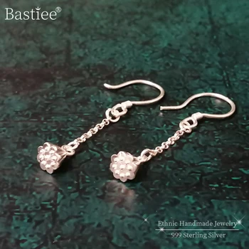 

Bastiee Lotus Root 999 Sterling Silver Dangle Statement Earrings For Women Drop Earing Korean Fashion Handmade Luxury Jewelry