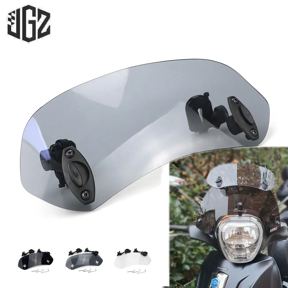 Motorcycle Adjustable Acrylic Extension Windshield Clamp On Windscreen