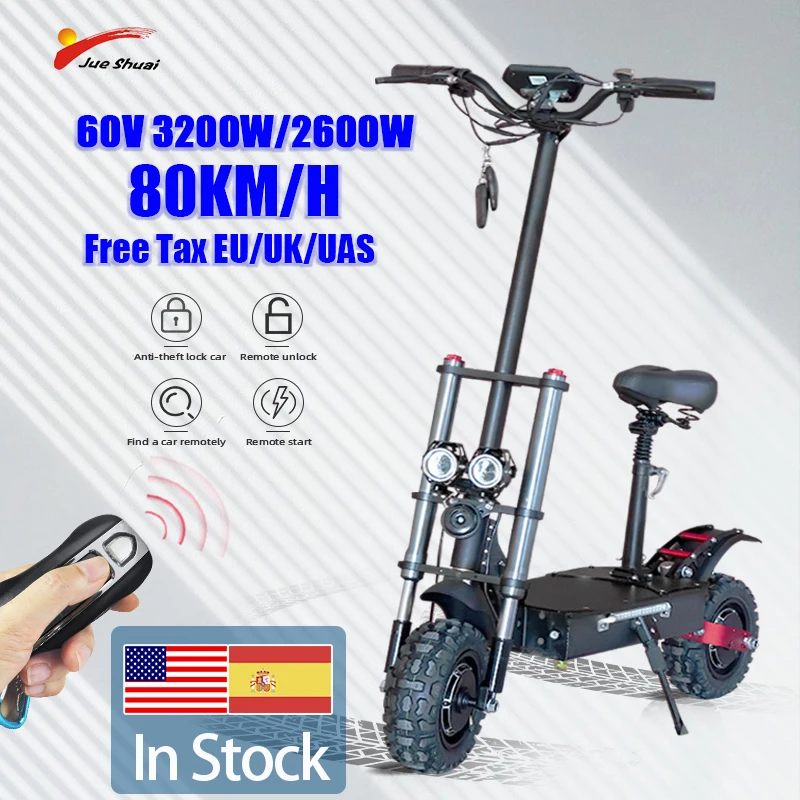 

JS Electric Scooter 3200W Motor Trottinette Ã©lectrique for Adults 80KM/H 36A Battery Off-road Tire Foldable Scooter ElÃ©ctrico