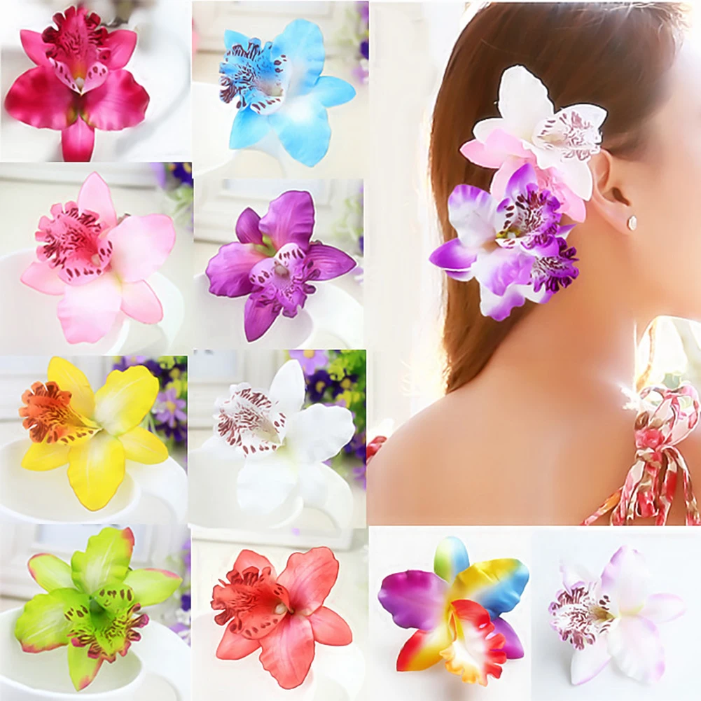 1Pcs Boho Frauen Haarnadeln Thailand Orchidee Blume Haar Clips DIY Handgemachte Mädchen Barrettes Haar Zubehör Strand Hochzeit Dekoration