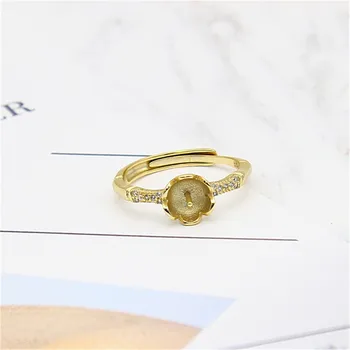 

Ring Mount Pearl Accessories Adjustable Size 925 Silver Plated Ring Jewelry DIY No Pearl Free Shipping