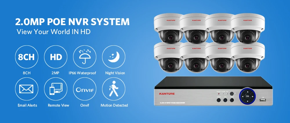 KANTURE h.265+ 8CH 4MP POE CCTV NVR система 8X1080P Аудио IP66 Антивандальная Безопасность Открытый POE IP камера день ночь камера система