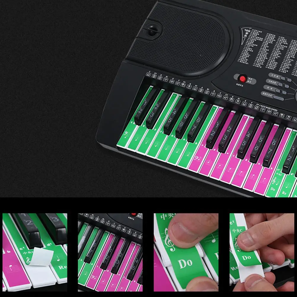 Key Piano Sticker Colorful Keyboard Sound Name Stickers Electronic Music Decal Label Note |