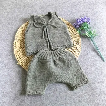 

Baby Clothes Set Spring Knitted Baby Girls Vest Cardigans + Pants Cotton Knitting Infant Baby Clothing Set Girls Boys Sweater