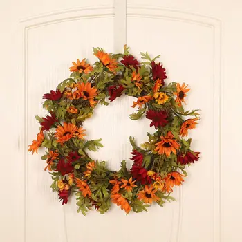 

Halloween Autumn Sun Chrysanthemum Wreath Beautiful Handcrafted Mix Flowers Front Porch Halloween Decoration NEW 2020 dropship