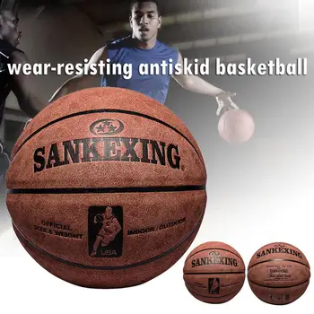 

Basketball Varsity Non-Skid Textured Cowhide Wear-Resistant Gift Outdoor Team Leather Ball for SANKWXING Sport Toys