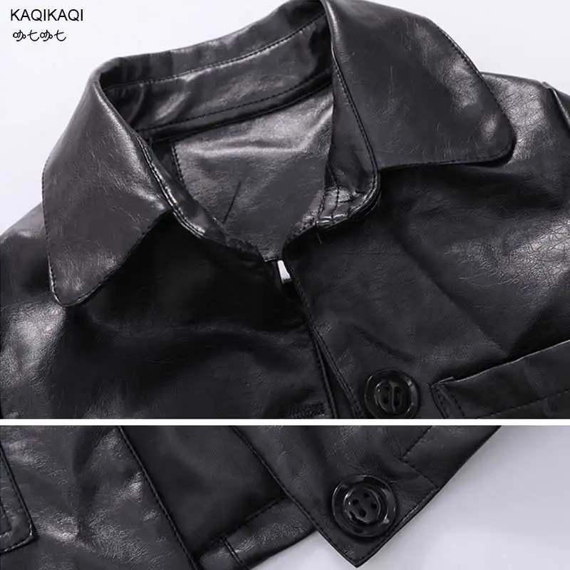 Новое модное весенне-осеннее пальто из искусственной кожи короткая Детская куртка для маленьких мальчиков и девочек