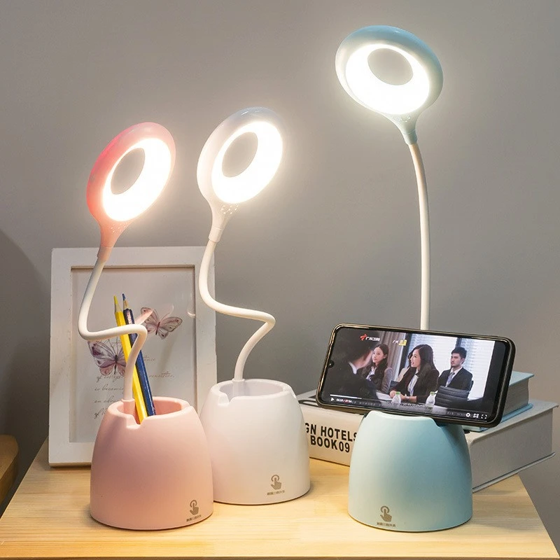 Table Lamp Leds USB Touch Night Light Stepless Dimming Desk Light Eye Protection Learning Multi-Function Bracket Pen Holder star night light