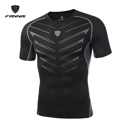 FN13 black Новинка, мужские компрессионные рубашки, быстросохнущие, для фитнеса, обтягивающие, для бега, футболки, высокая эластичность, одежда для спортзала, спортивная рубашка, мужская спортивная одежда - Цвет: FN13 black
