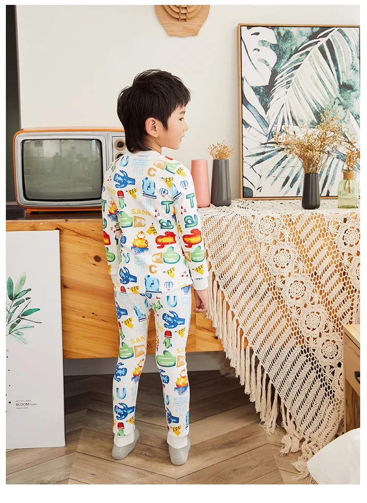 Korean-style Boys' Pajama Autumn& Winter New Style Pure Cotton CHILDREN'S Underwear Suit Children Tracksuit Childrenswear