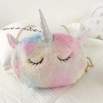 

Faux Fur Unicorn Handbag Women Crossbody Bag Kawaii Unicorn Shoulder Bag Lady Animal Purse Wallet bolsa feminina