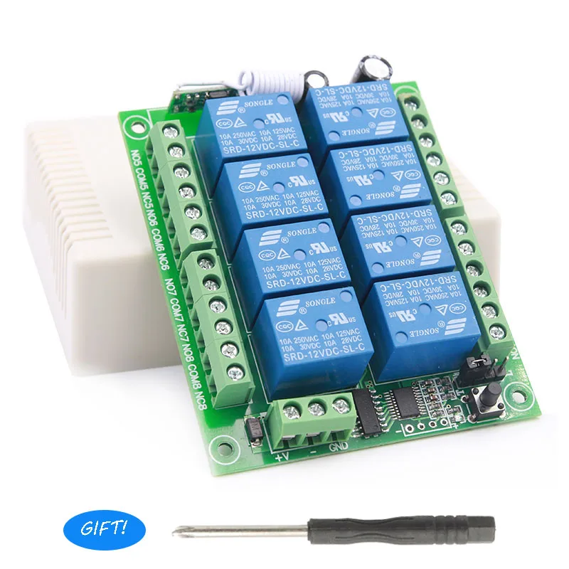 433Mhz Wireless RF Universal DC 12V 8CH Receiver Remote Control Switch long distance Transmitter bedroom light lamp motor led