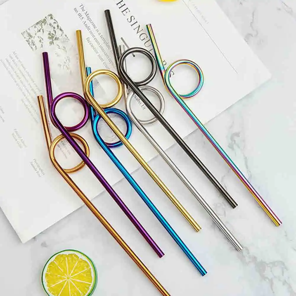 

Creative Straw Reusable High Quality Drinking Straw 304 Stainless Steel Colorful Metal Straw With for Mugs Dropshipping