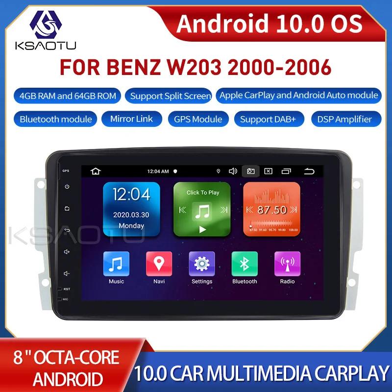Автомобильная стереосистема KSAOTU 8 ядер 8034 дюймов Android 10 0 Carplay DSP DAB + GPS Wi-Fi USB DVB-T 4G TPMS
