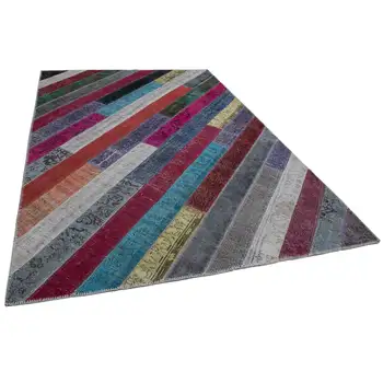 

205x296 Cm Multicolor Handmade Modern Patchwork Rug-7x10 Ft