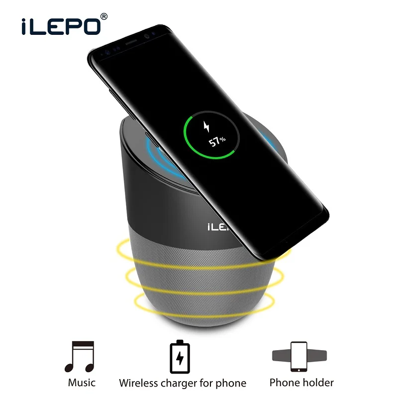 Беспроводное зарядное устройство 3 в 1 QI для iPhone Samsung Smart Bluetooth динамик 1800 мАч
