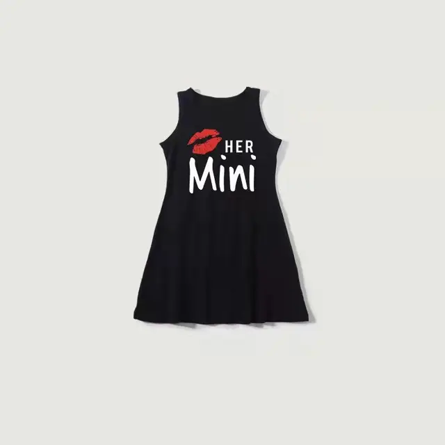 Mama Mini Mother Daughter Matching Dresses Family Set Mom Mum Baby Mommy and Me Clothes Fashion Women Girls Cotton T-shirt Dress 2