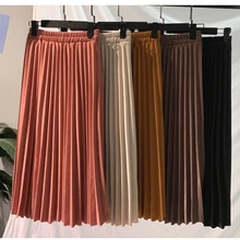 Осенняя новая плиссированная юбка с надписью шикарная однотонная женская плиссированная юбка